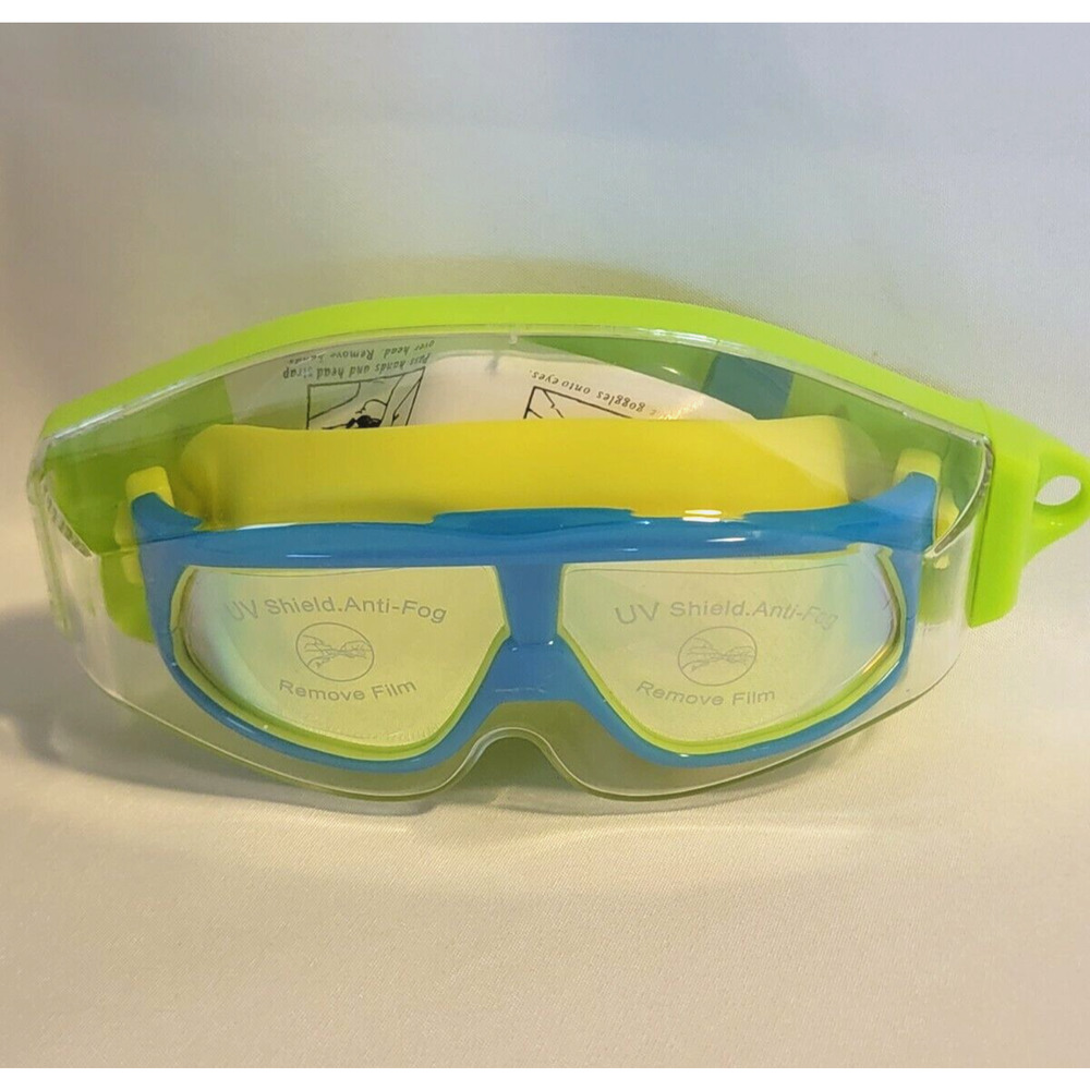 Swim Goggles with Heavy Duty Case UV Shield Anti-Fog Blue Yellow Adult